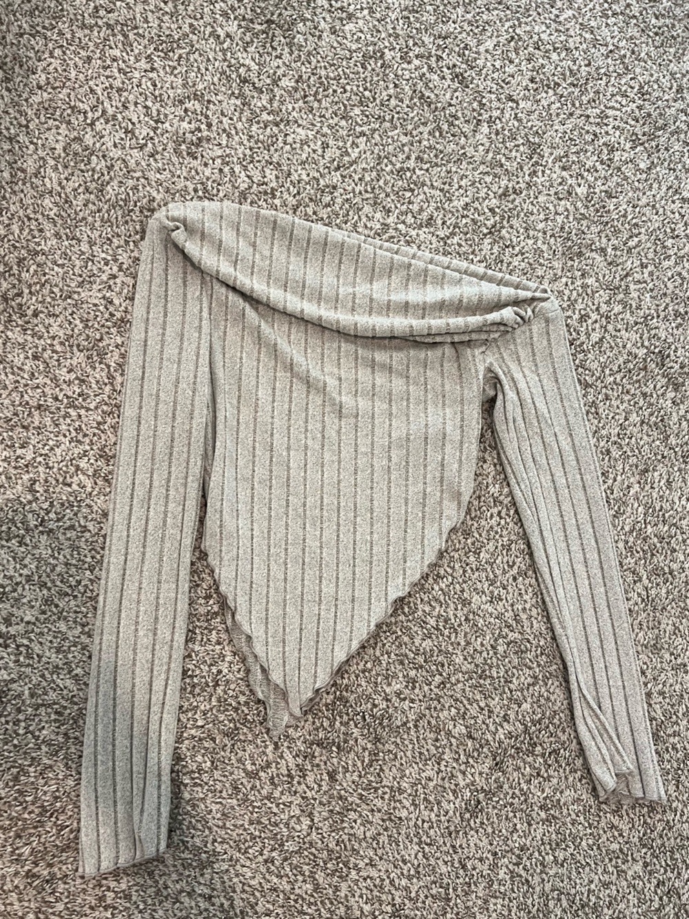 SHEIN Ribbed One-Shoulder Asymmetric Sweater in Light Beige